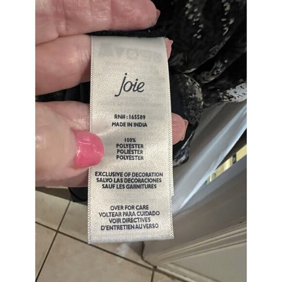 Joie Thelen Mini Silky Swing Dress Blue Floral Sz Xxl Ruffle Neck Feminine Boho - Picture 5 of 7